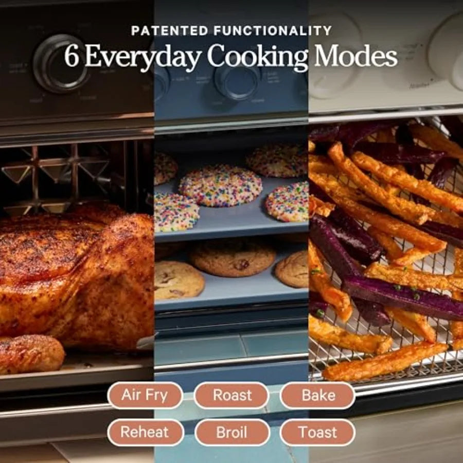 Wonder Oven 6-in-1 Stainless Steel Air Fryer Toaster Oven Combo with Basket Rack Pan Tray Compact 13 QT Countertop Ccity - Toas