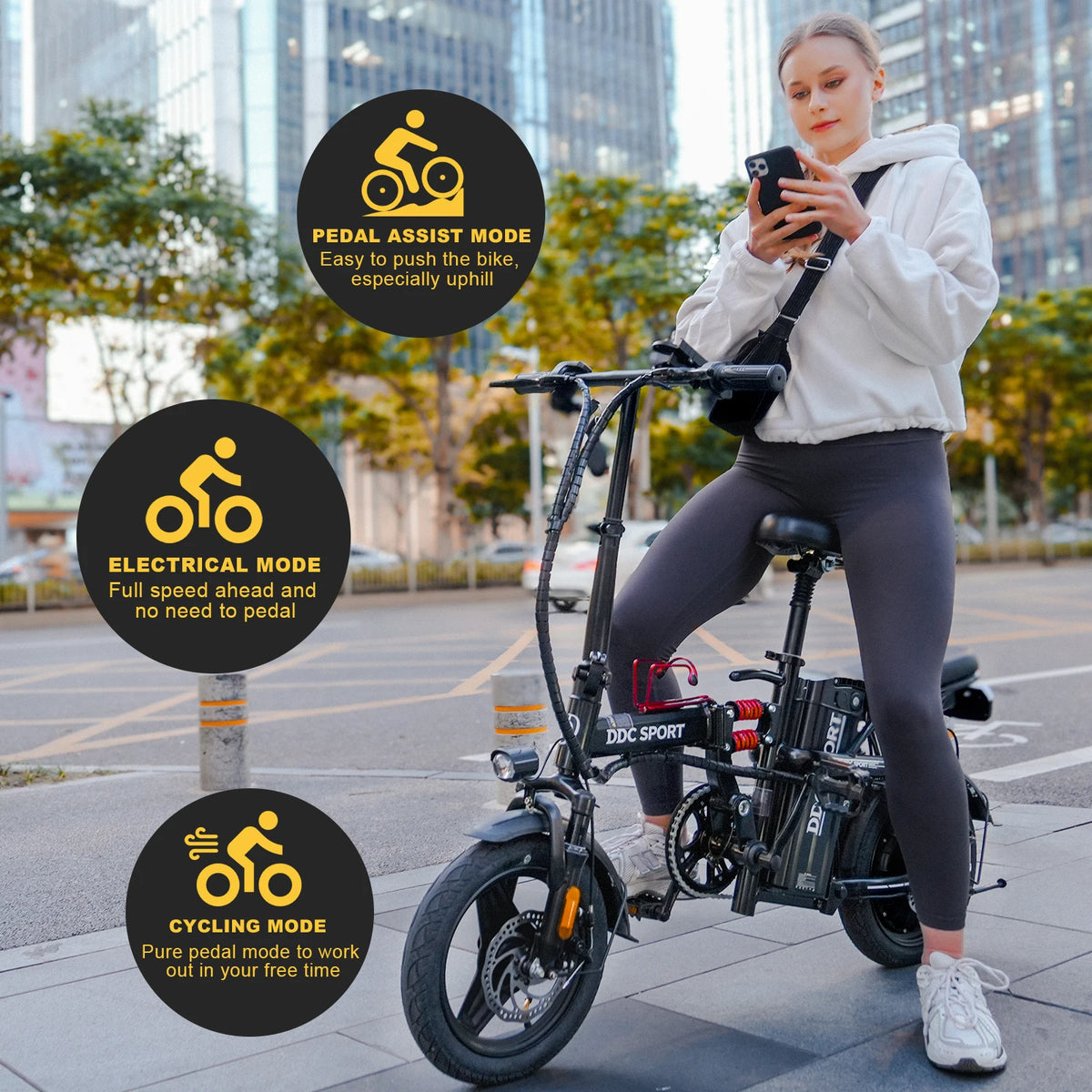 Folding Electric Bike, Electric Bicycle with 48V 14AH Removable Battery, Folding Electric Bike for Adults Teens,14'' Ebike Urban