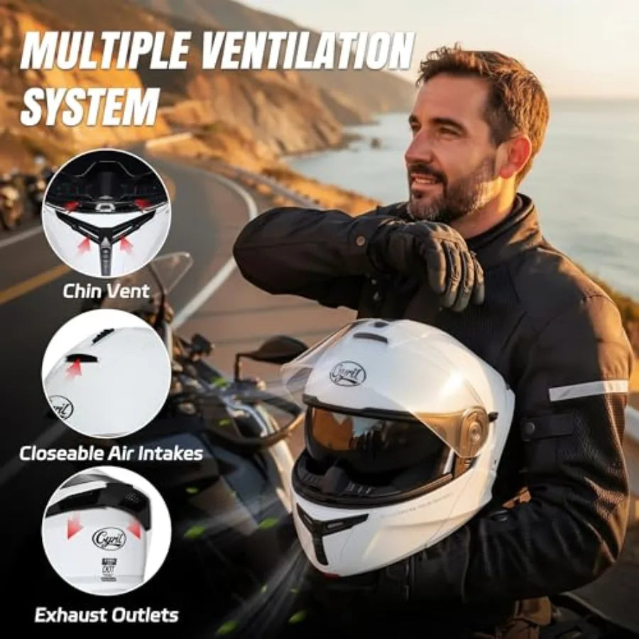 Modular Motorcycle Helmet DOT Approved Flip up Full Face Helmets with Dual Visor Sun Shield for Adults Men and Women