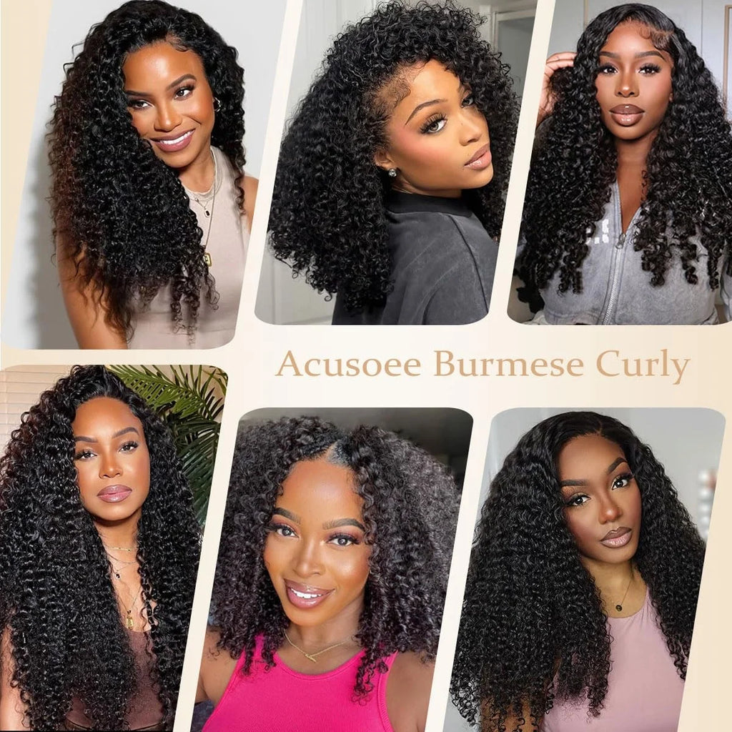 Burmese Curly Bundles Human Hair Sew Brazilian Virgin Remy Hair Extensions In Bundles 30 Inch Raw Hair 3/4Bundles Double Weft