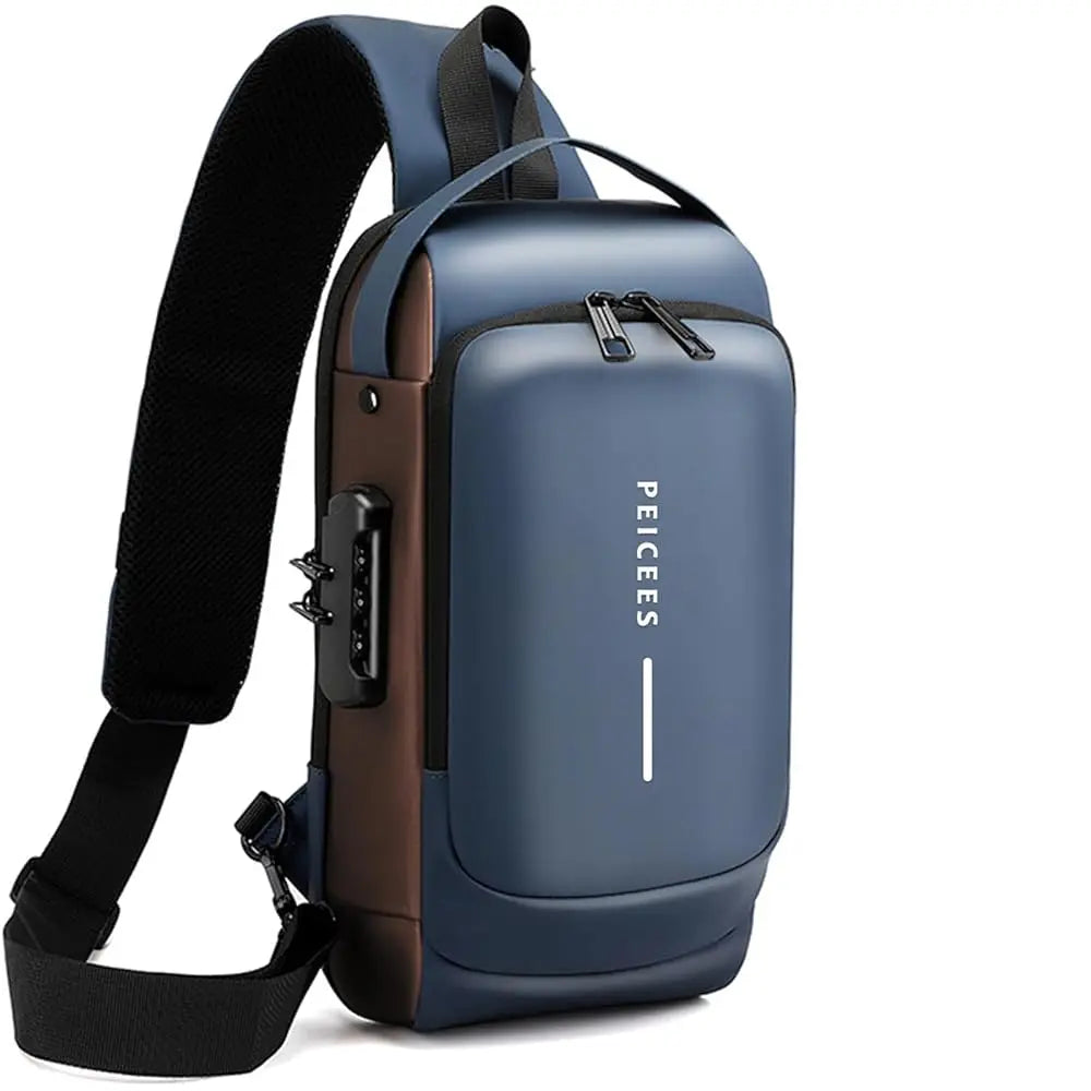 Mens Crossbody Bag Man Bags Mens Purse Anti-theft Leather Sling Bag Shoulder Bag Chest Bag for Daily Use, Black Black