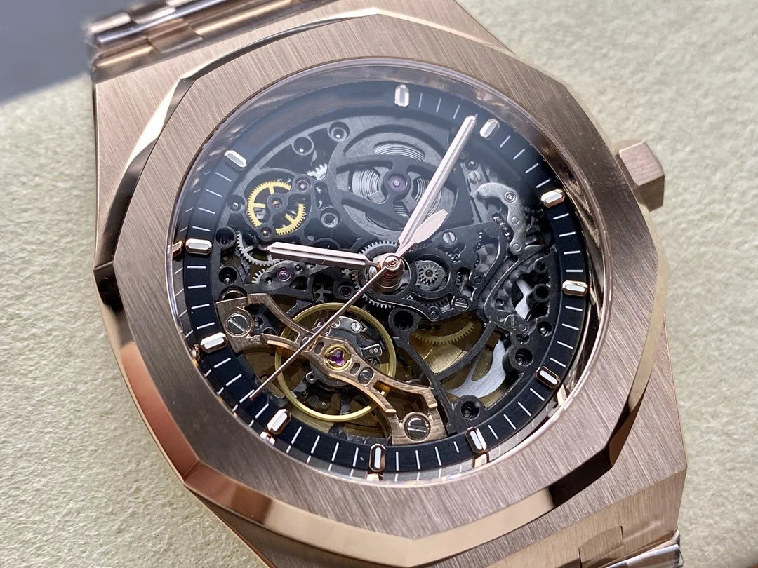 New Luxury Super Quality Mechanical Watch 41mm THB Factory 3132 Movement 15407 Gold Skeleton Watch