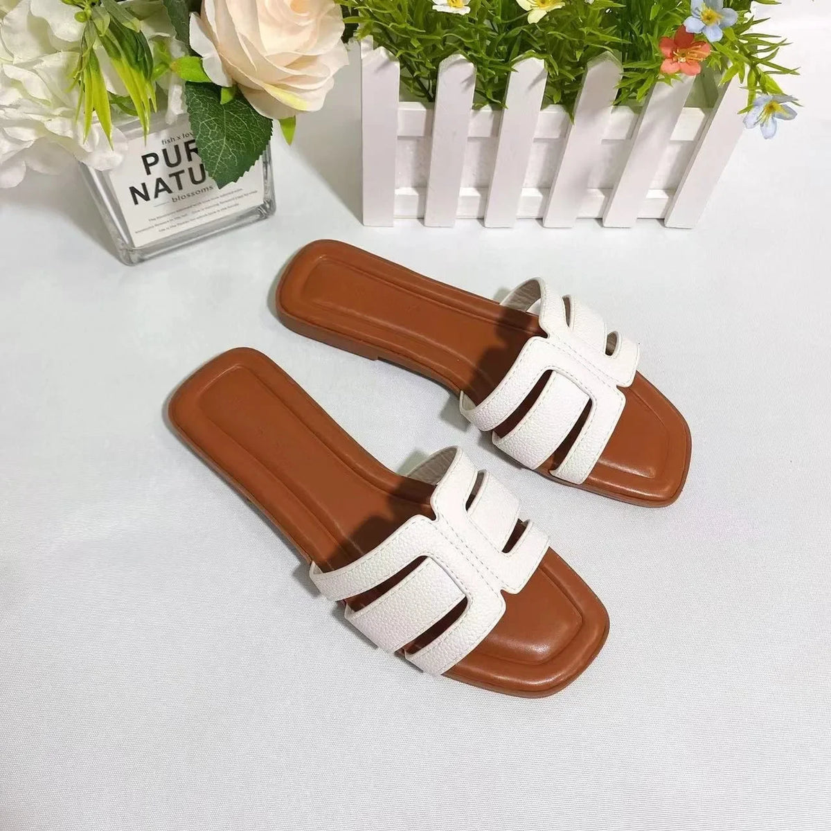 Designer Shoes Solid Color Square Toe Slippers Plus Size Outdoor Fashion Women's Shoes