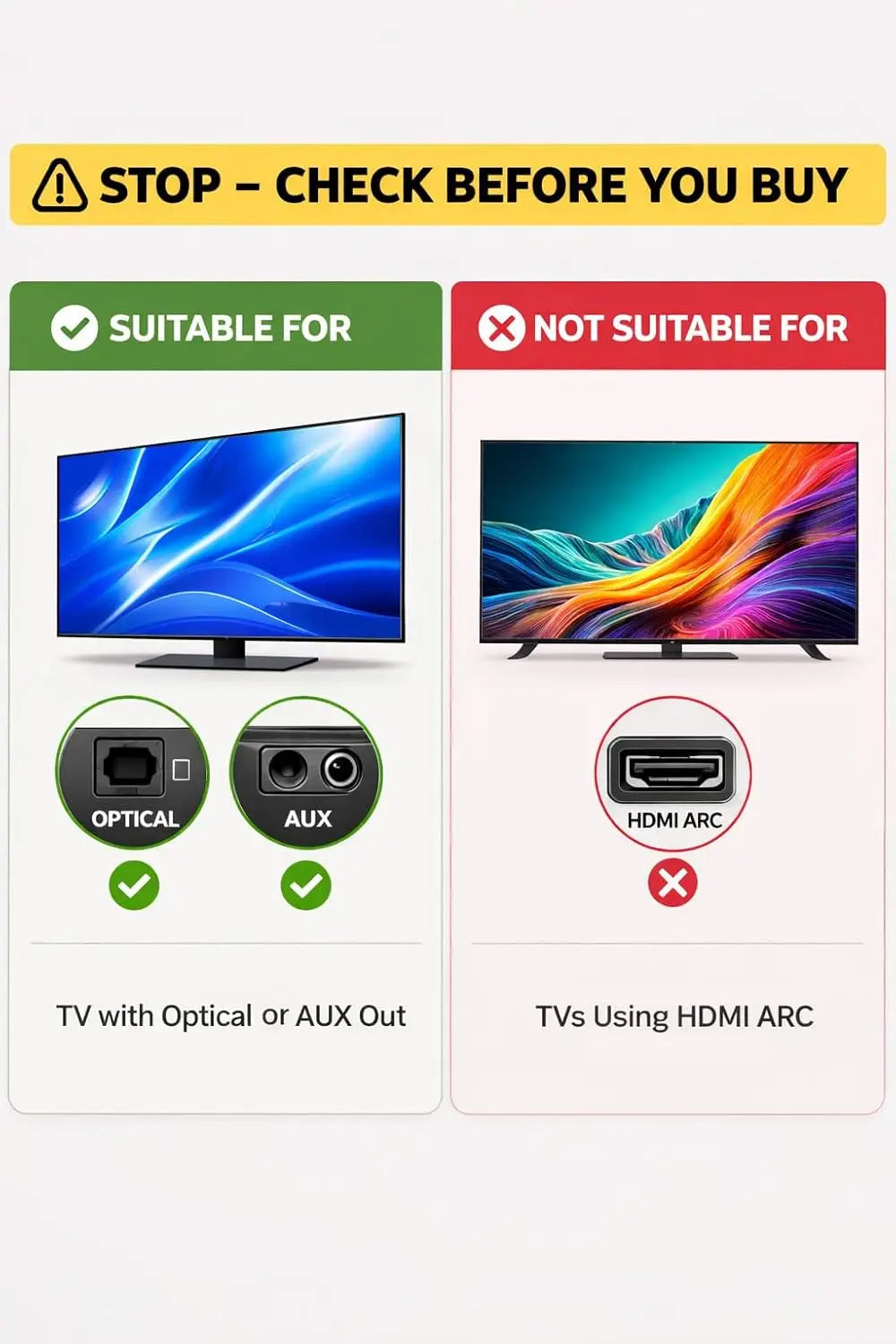 Wireless TV Headphones with Optical/AUX, Clear Voice, Volume Boost, Comfortable Fit, 60H Battery & Charging Dock