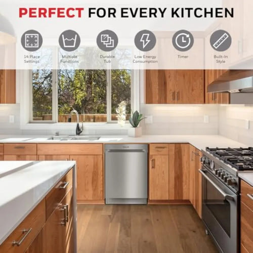 24 Inch Dishwasher with 12 Place Settings 7 Washing Cycles Stainless Steel and Plastic Tub UL/Energy Star Certified Stainless S