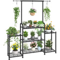 3 Tier Tall Metal Plant Stand Indoor Outdoor Heavy Duty Ladder Shelf for Multiple Flower Planters Garden Balcony Patio Black