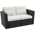 2 Piece Patio Corner Sofa Set Outdoor PE Rattan Curved Armrest Padded Cushion Balcony Garden Lawn Gray, Customized