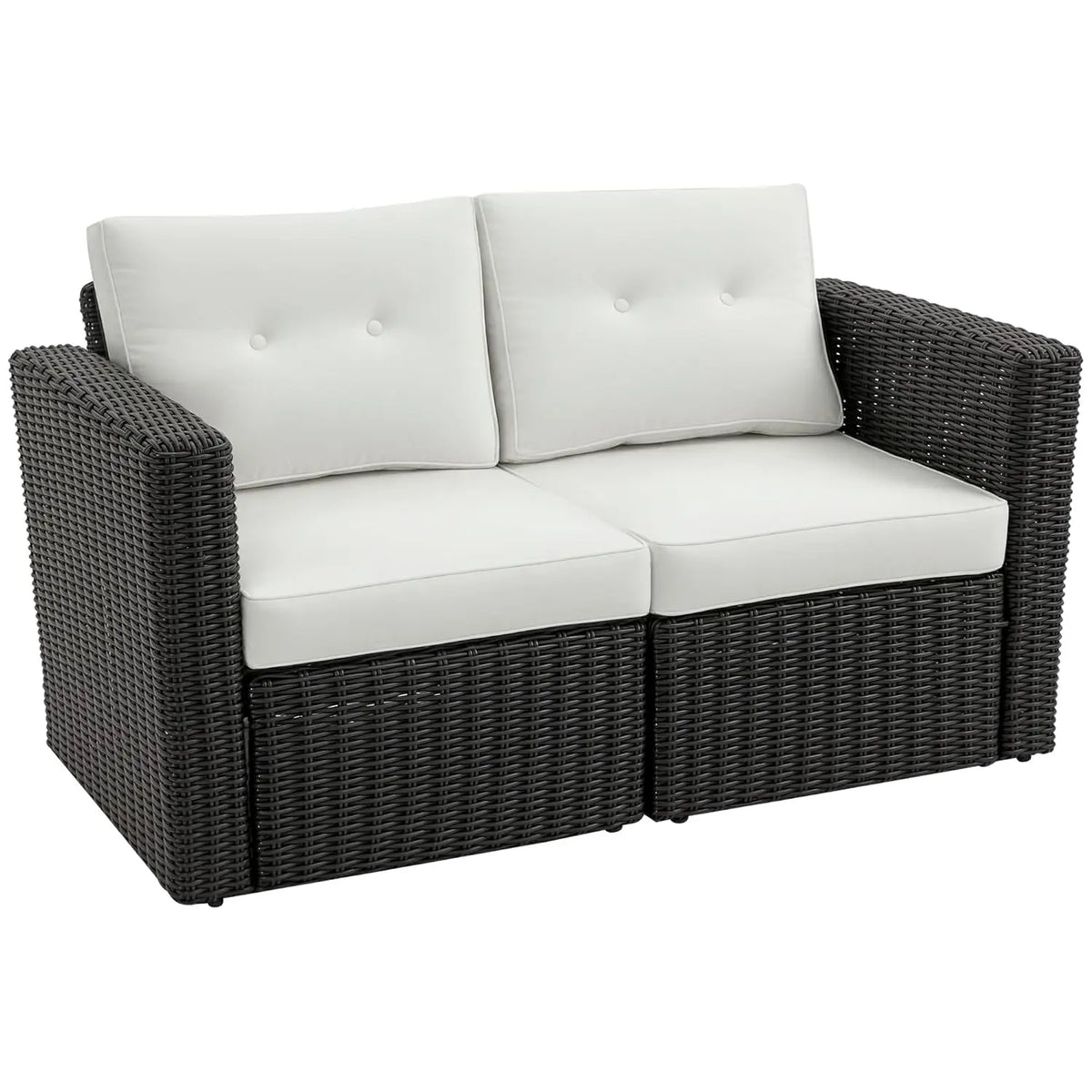 2 Piece Patio Corner Sofa Set Outdoor PE Rattan Curved Armrest Padded Cushion Balcony Garden Lawn Gray, Customized