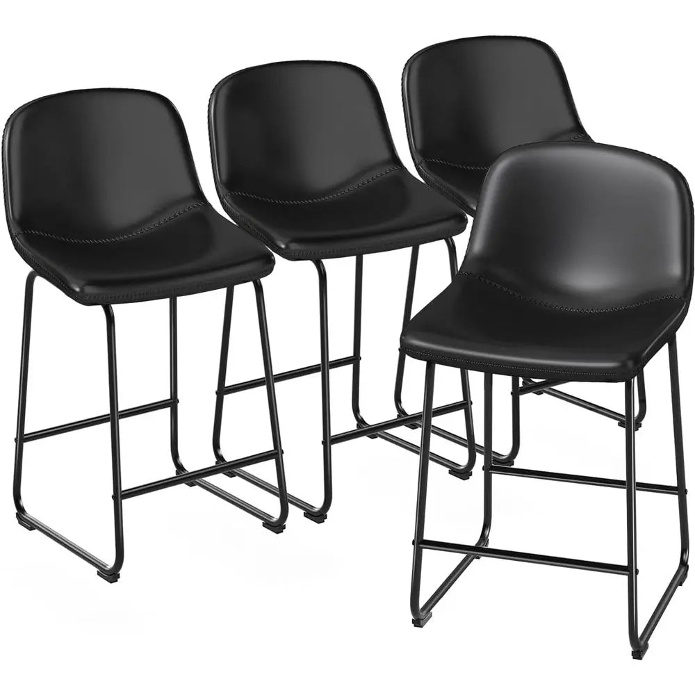 TAVR aux Leather Dining Chairs Set o 4, ArmlCounter Height Stools with Back Hold up to 500 lbs or Home, Kitchen, Dining Room, Ba