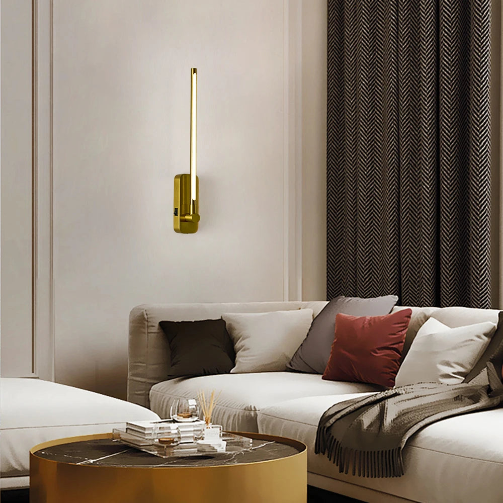 Gold Luxury Magnetic Rechargeable Wall Light 360° Rotatable Remote Dimmable Charging Modern Ambient Light for Living Room