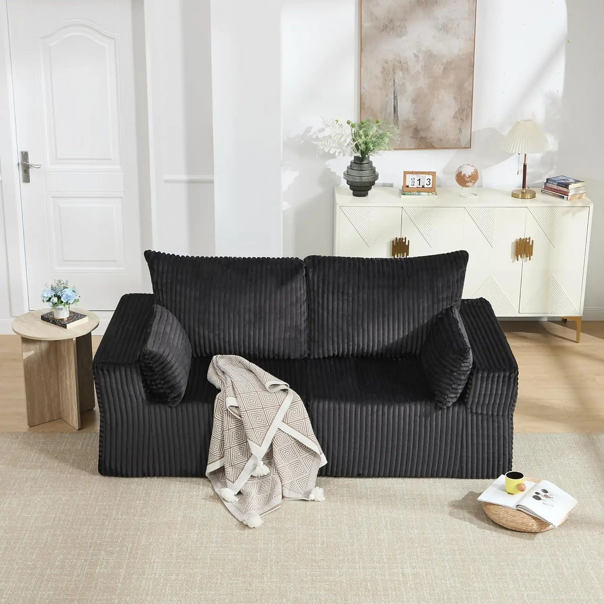Modular Sectional Cloud Sofa Comfy Boneless Angled Armrest Wide Deep Seat Living Room Grey High Density Oversized, Customized