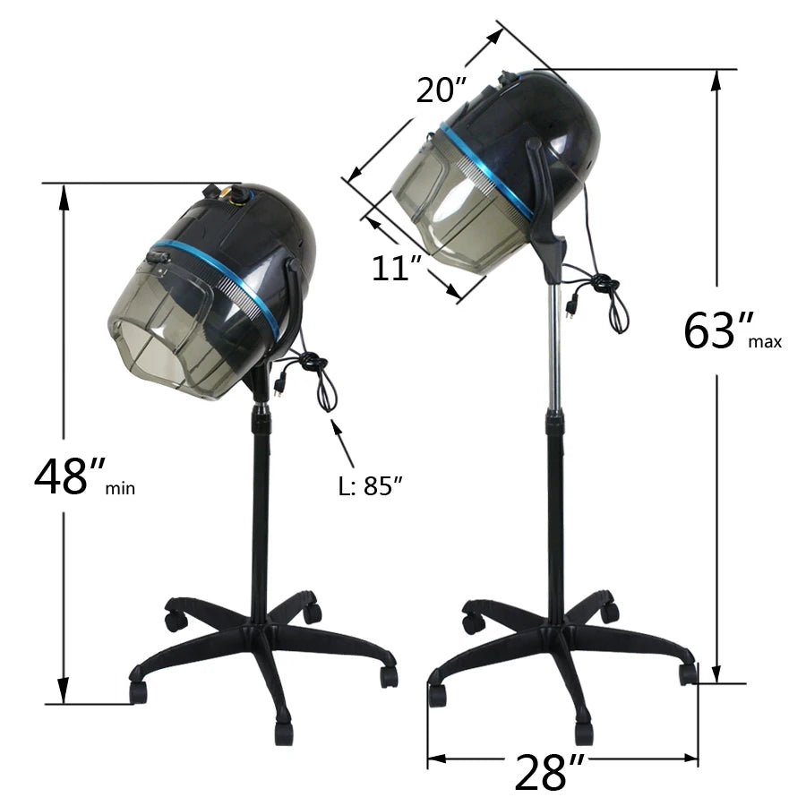 Professional Hair Bonnet Dryer Adjustable 1300W Stand Up W/Wheels Beauty