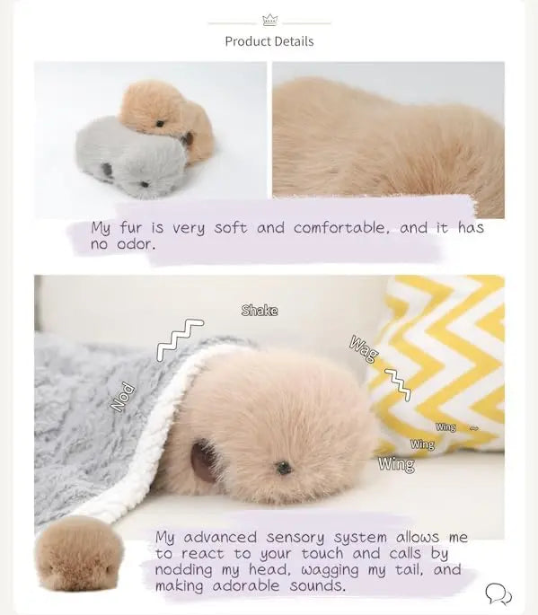 Interactive AI Plush Companion Pet - Smart Adaptive Learning Emotional Support Robot for Anxiety Relief, Ideal Gift (Beige)