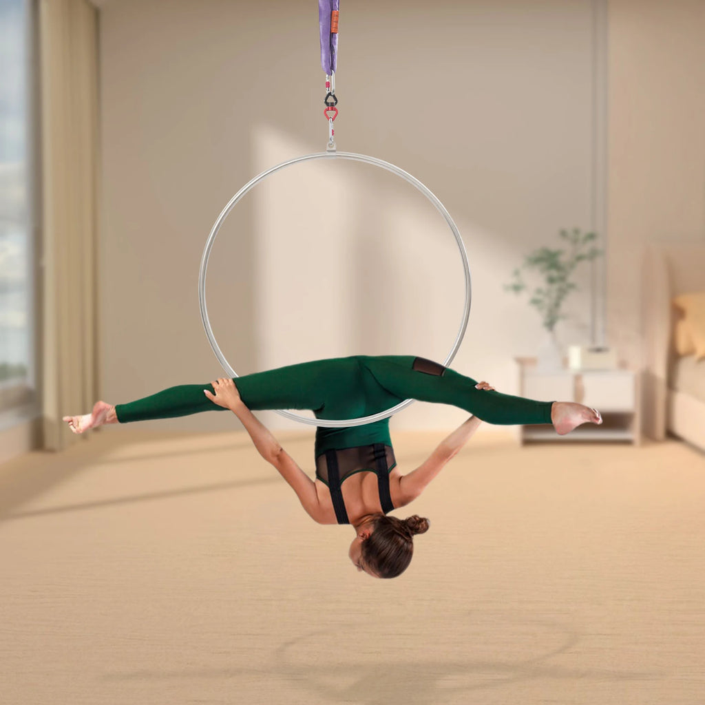 5.3kg Stainless Steel Magnesium Alloy Aerial Hoop Kit 95cm Diameter 2.5cm Tube Diameter 10KN Load Capacity Aerial Yoga Equipment