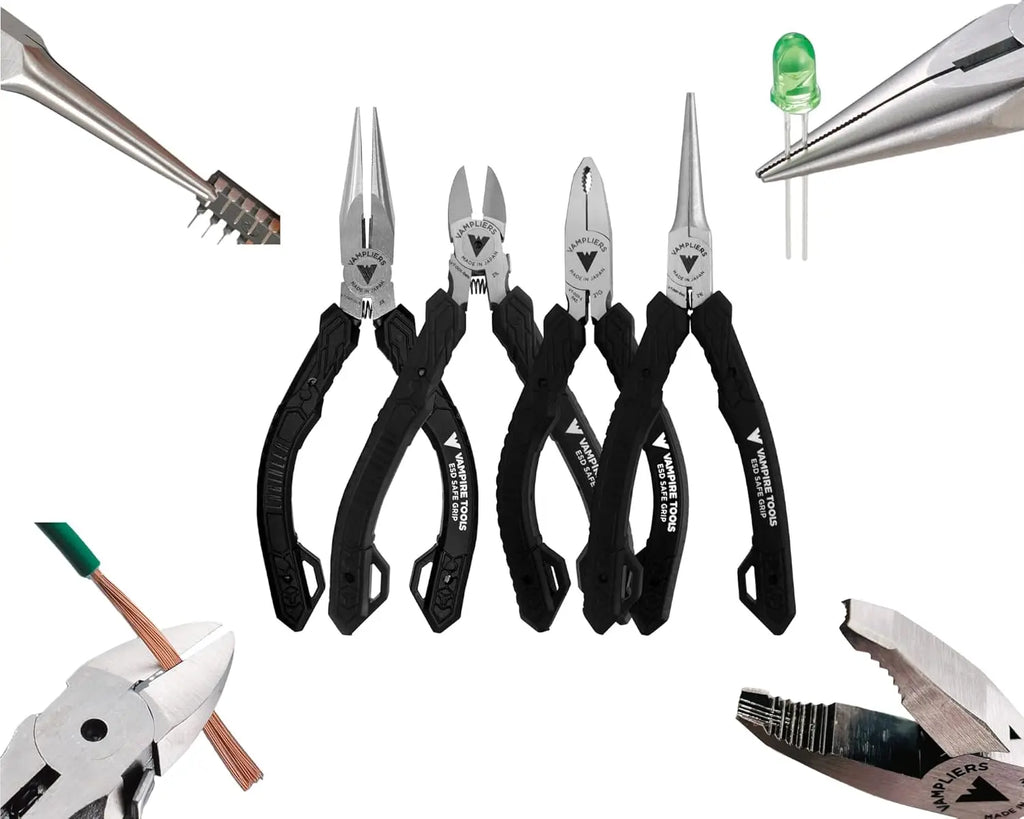 5" Precision Mini Pliers Set: ESD Safe Grip, Made in Japan. For Electronics, Jewelry & DIY Repairs.