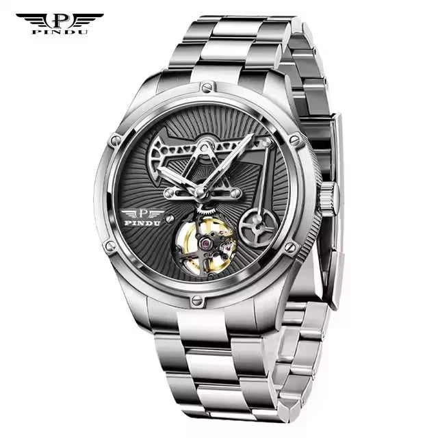 PINDU Design New Oil Well Mechanical Watch Men Miyata 8215 Movement Sapphire Mirror Waterproof Business Mechanical Wristwatches