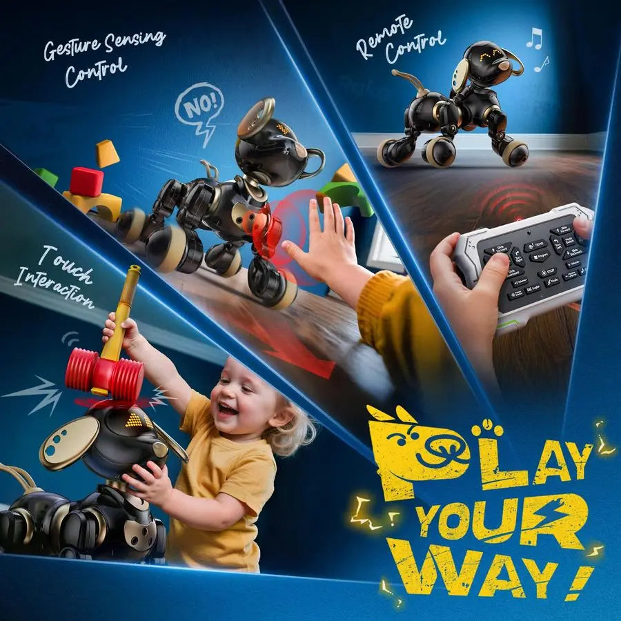 18011 Robot Dog Toy, Smart Interactive Puppy with 30 LED Faces, Remote amp Gesture Control, Programmable Electronic Pet for Kids