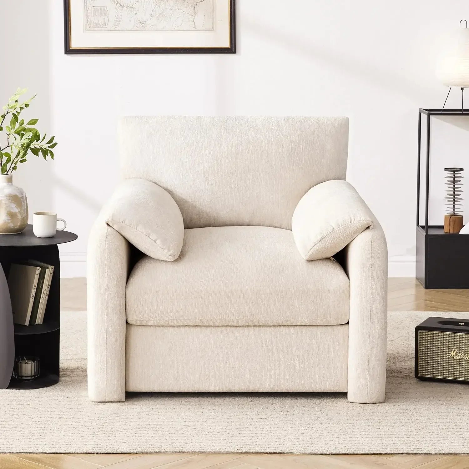 Chenille Oversized Armchair, 38.6" Wide Accent Chairs for Living Room & Bedroom Modern Lounge Chair, Upholstered Mid-Century Rea