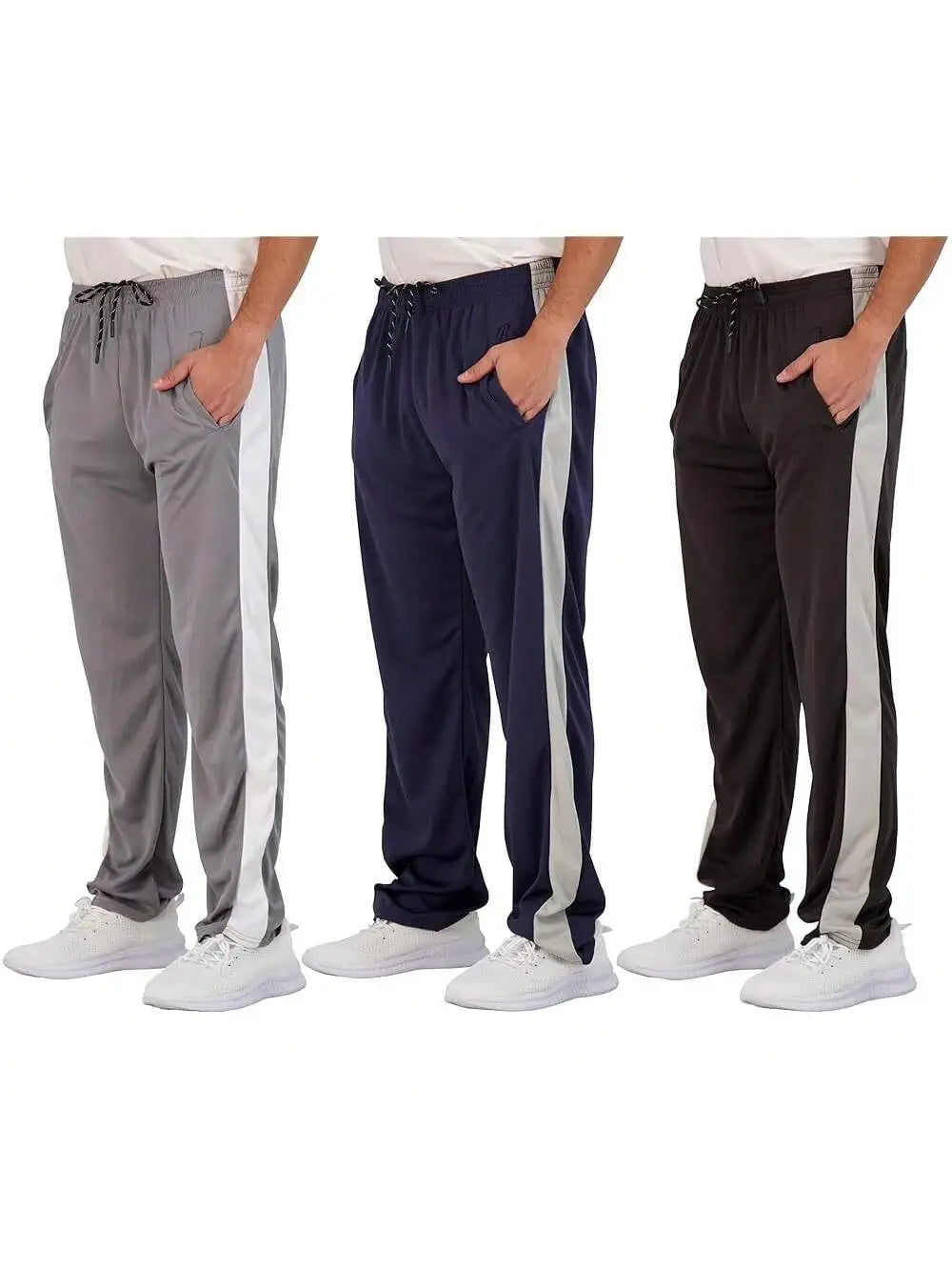 Mens Mesh Athletic Sweatpants With Pockets Open Bottom Lounge Gym Workout Pants
