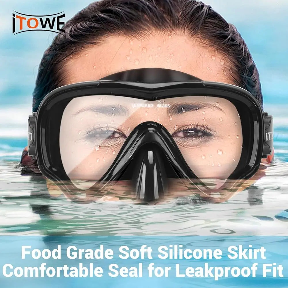 Swim Goggles for Adult Men Women with Nose Cover, Tempered Glass 180°Clear View Swimming Mask Pool Water Diving Goggle