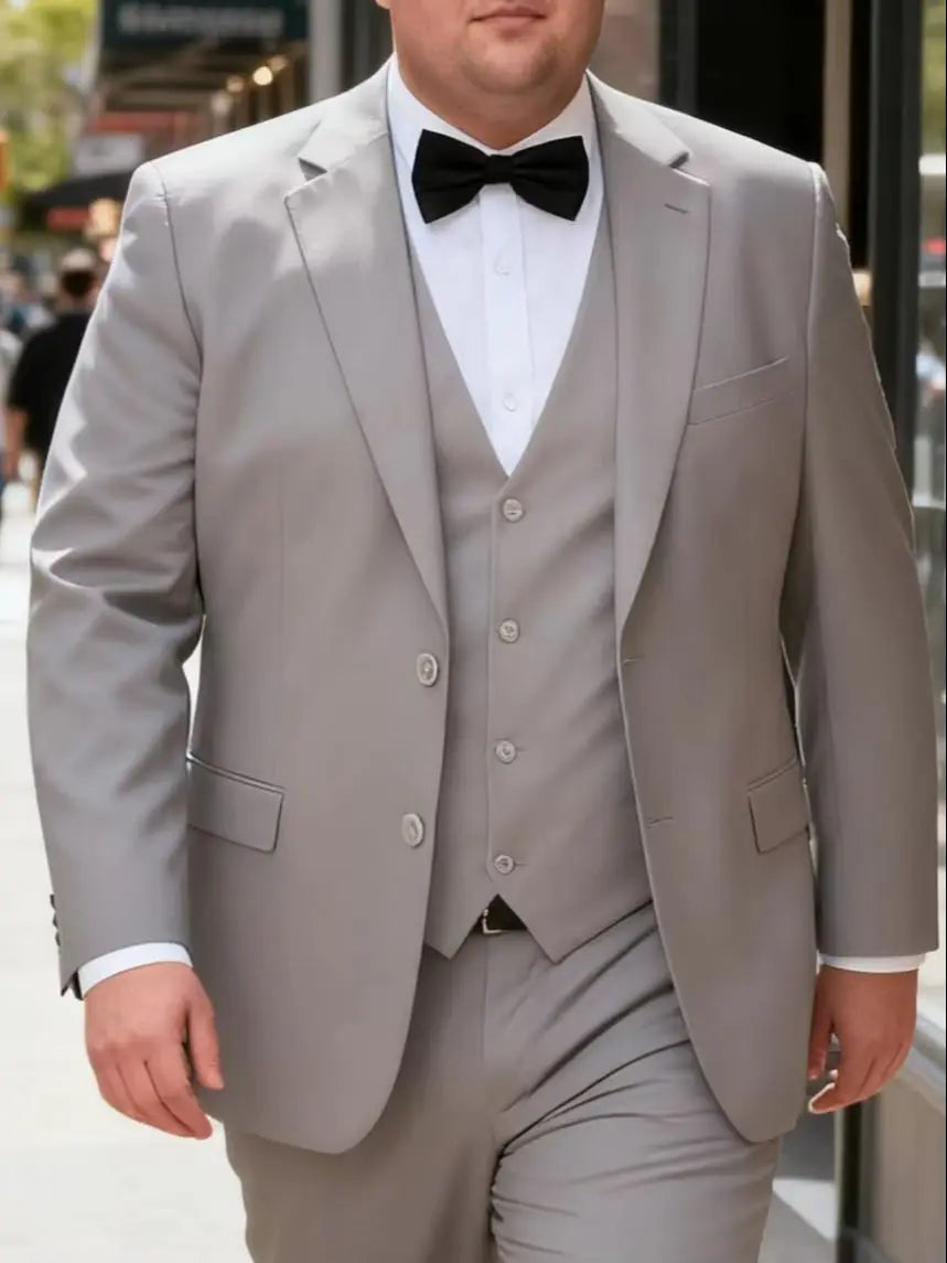 Big & Tall Men's 3-Piece Suit: Jacket+Vest+Pants V-Neck, Gentleman Style, Tailored. For Business, Parties, Weddings.