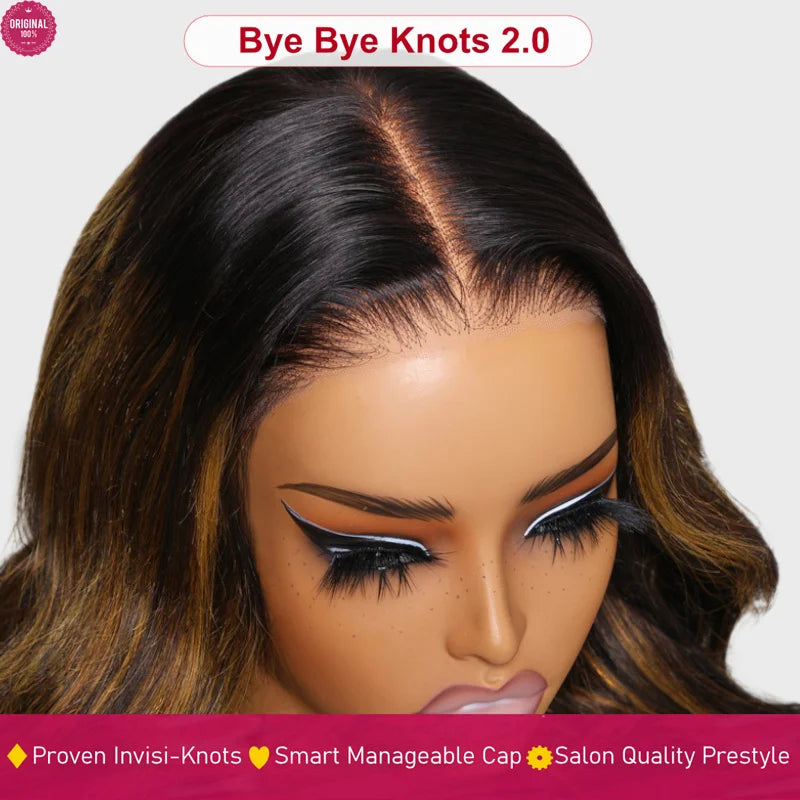 Beauty Forever Bye Bye Knots Colored Glueless Human Hair Wig #FB30 Balayage Brown Color Lace Front Human Hair Wig 180%