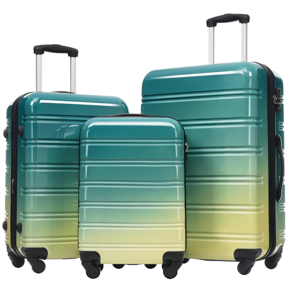3 Piece Gradient Color Hardshell Luggage Set Expandable with Spinner Wheels TSA Lock Lightweight 20/24/28 Inch