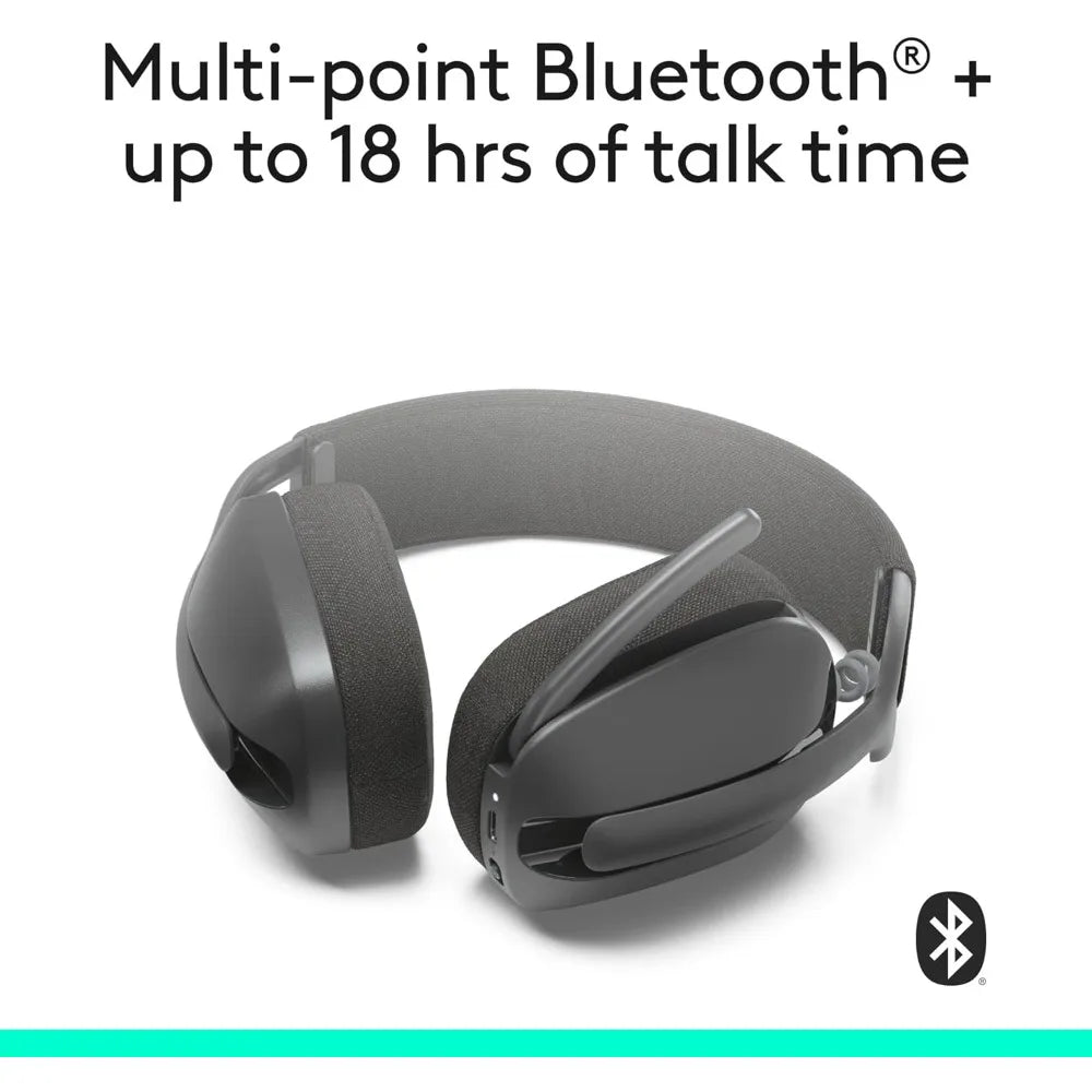 Lightweight Wireless Over-Ear Headphones with Noise Canceling Mic, Advanced Bluetooth for Teams, Zoom, Mac/PC - Graphite
