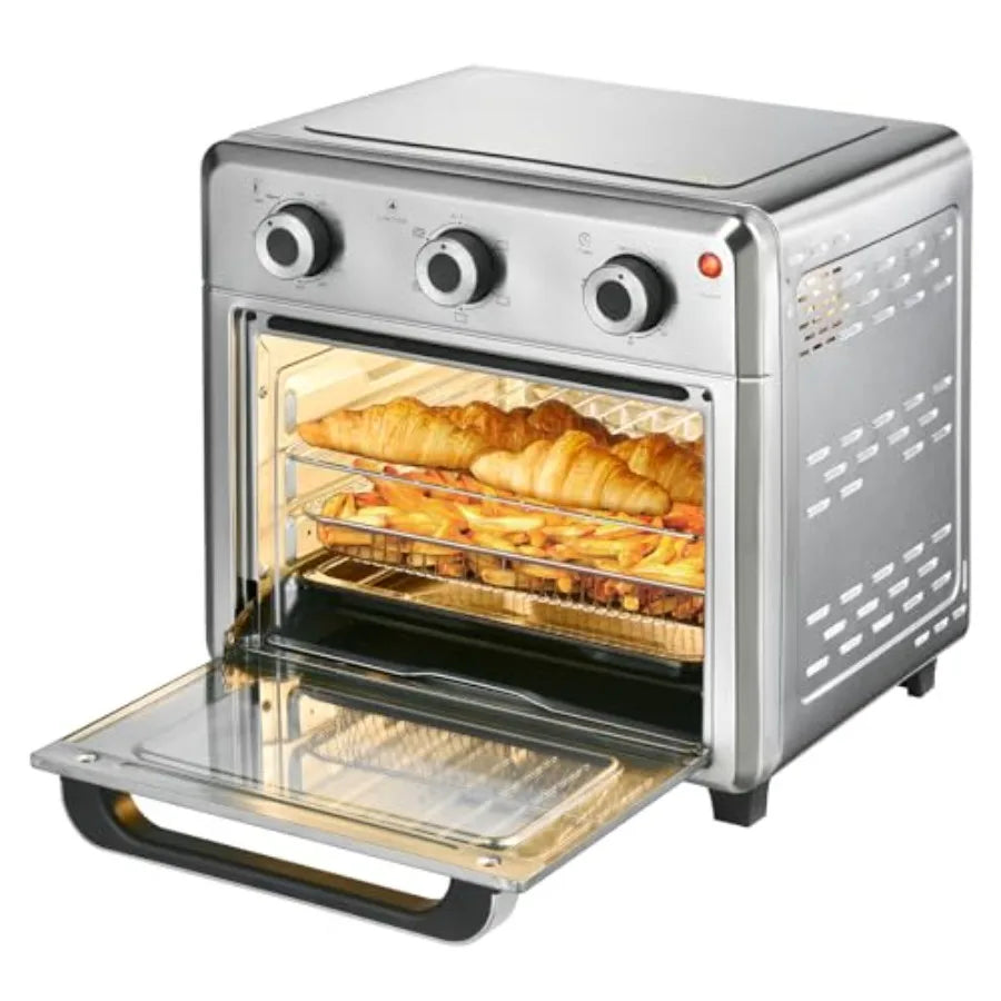 Compact 1400W 21QT Stainless Steel Airfryer Toaster Oven with 6-in-1 Multifunctions Wide Temperature Range 60-Minute Timer/Auto