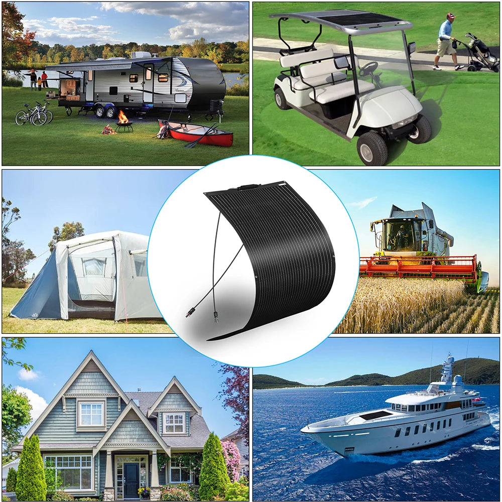 120W - 1200W Flexible Solar Panel Charger Cell 240W 360W 480W 720W for Battery Home Boat Marine RV Cabin Van Car Uneven Surfaces
