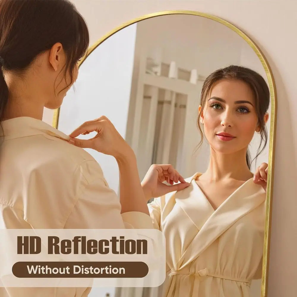 81x41 Inch Arched Full-Body Mirror, Oversized Floor Standing Mirror for Bedroom, Dressing Room, Gold Finish
