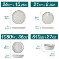vancasso LOIRE 16/32 Piece Grey Ceramic Dinnerware Set Oven Safe Stoneware Set with 4 PCS Dinner Plate/Dessert Plate/Soup/ Bowl