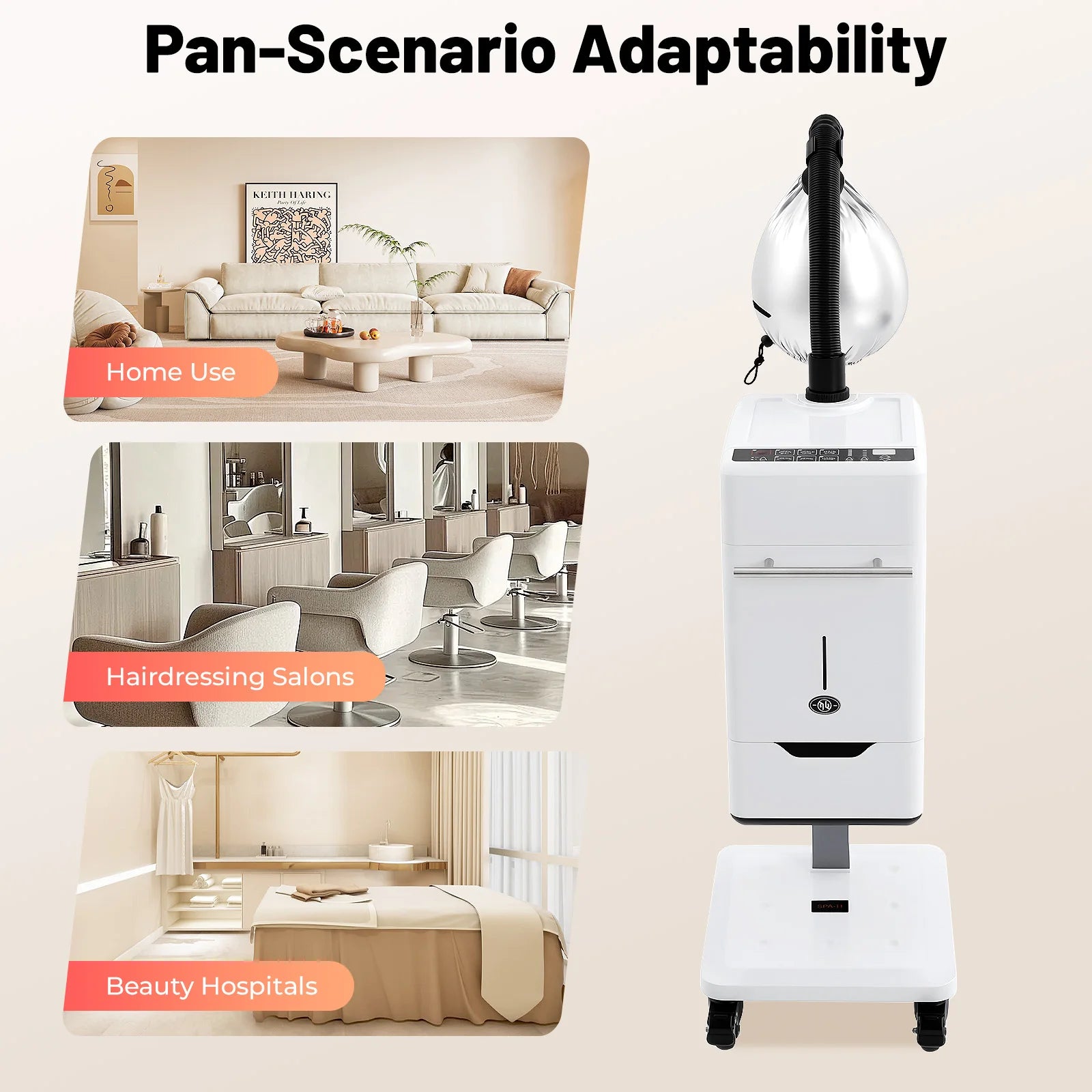 6-Mode Nano Hair Steamer Machine with LCD Display, 33.82oz Removable Water Tank for Barber Store Hairdressing Beauty Salon 110V