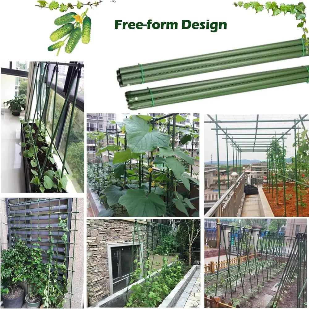 20-50 Pack Metal Garden Stakes, 6.9ft Climbing Trellis for Cucumber, Bean, and Climbing Plants