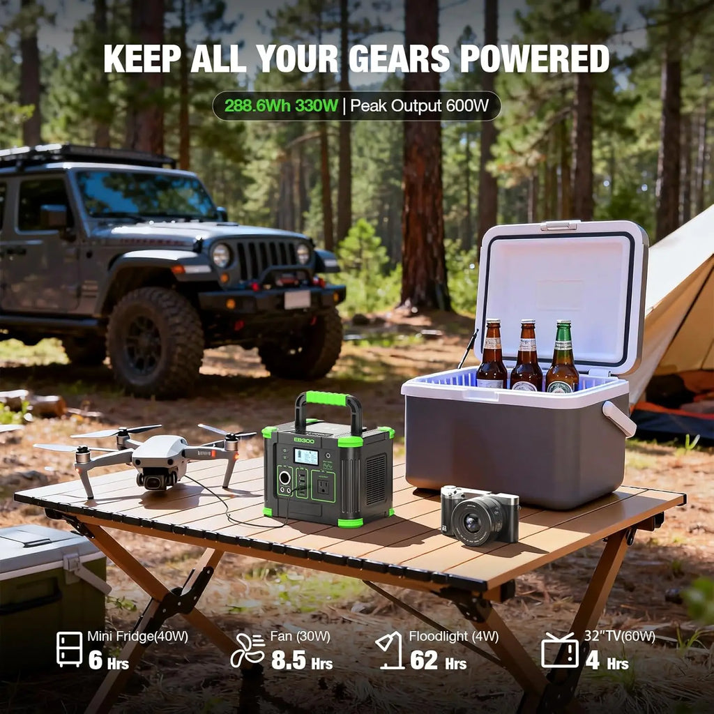 Portable Power Station 330W, 288.6Wh Solar Generator with USB-C PD, AC Outlet, Wireless Charging for Camping Travel Home