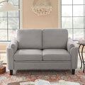 50" Mid-Century Fabric Loveseat Tufted Back Wood Legs 2-Seater Living Room Small Space Grey, Customized