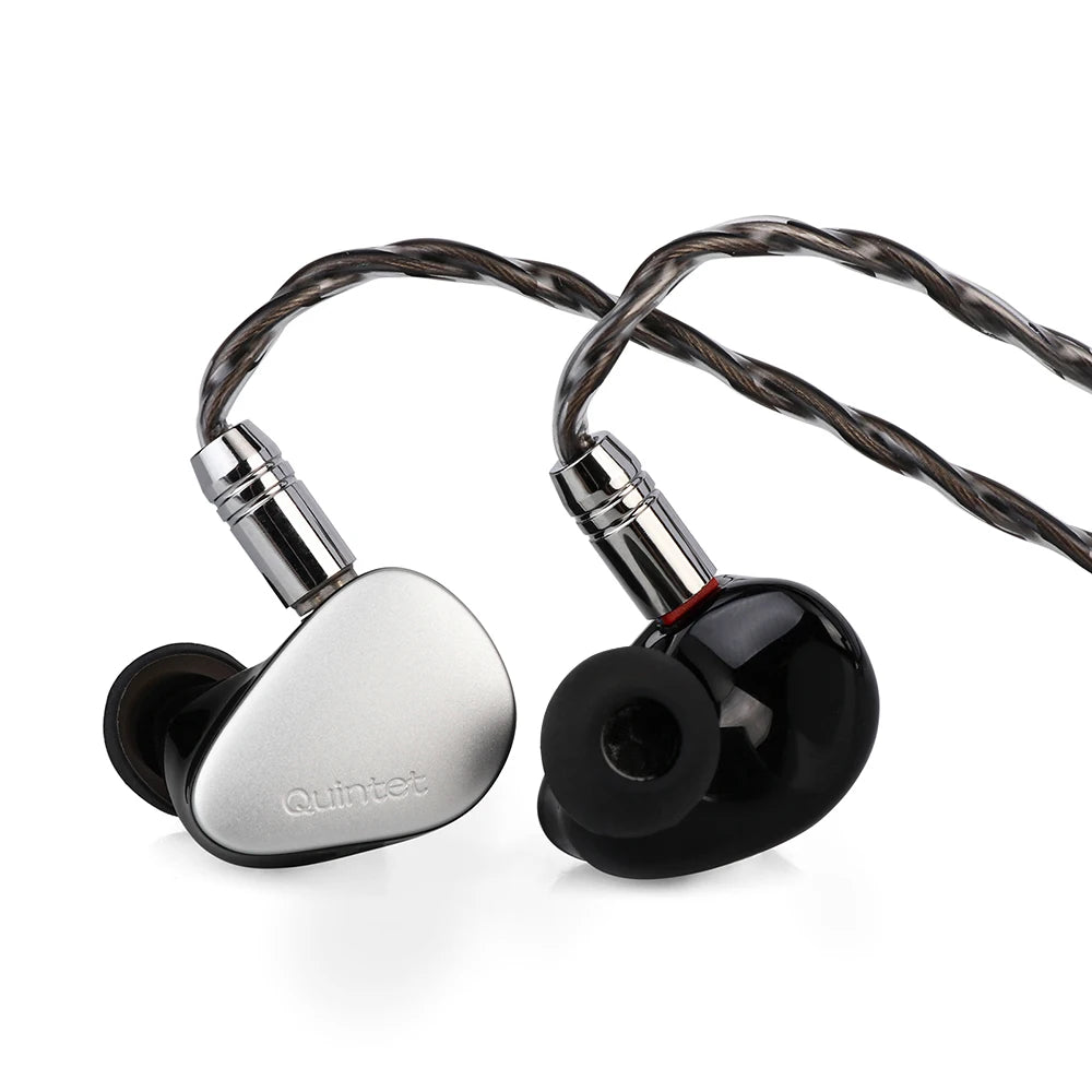 Kiwi Ears Quintet In-Ear Monitor 1DD + 2BA + 1 Planar +1 PZT  with Detachable Silver-plated Copper Cable for Musician Audiophile