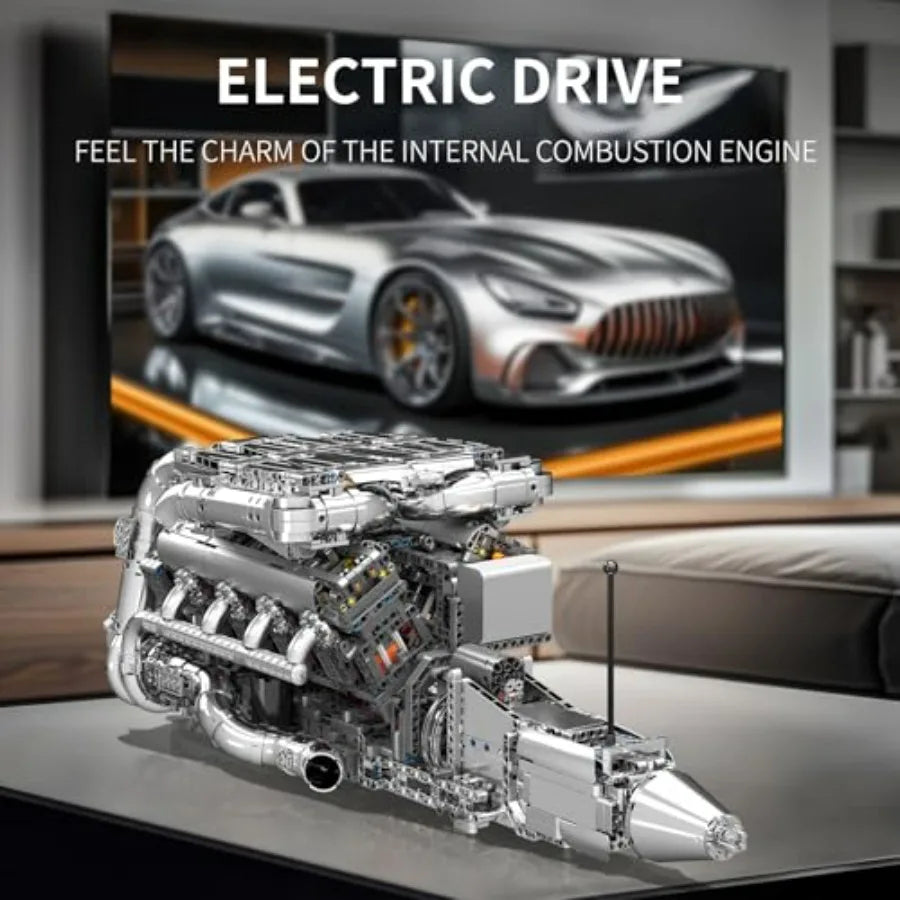 Mould King V8 Twin-Turbo Engine Model Kit with Battery and Motor for Adults and Teens 2899 PCS Engineering Construction STEM To