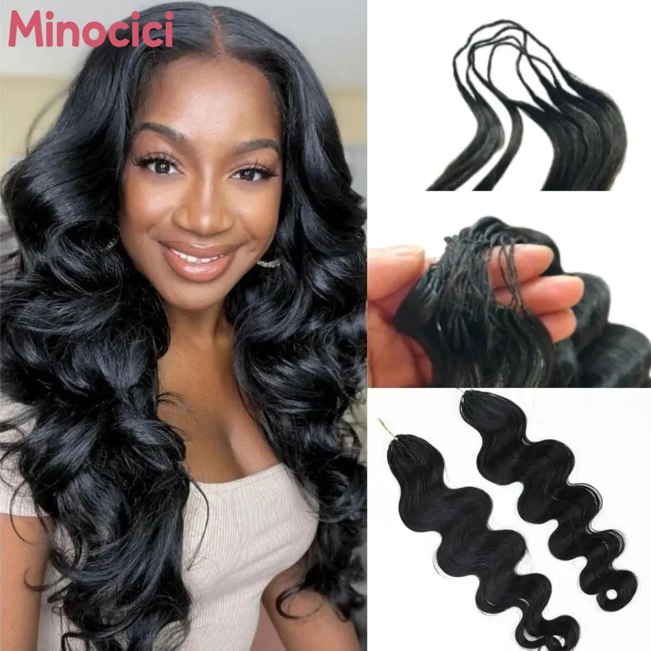 12A Body Wave Crochet Human Hair Bundles Invisible Knotless Pre-Separated Feather Crochet Hair Extension Natural Black Brazilian