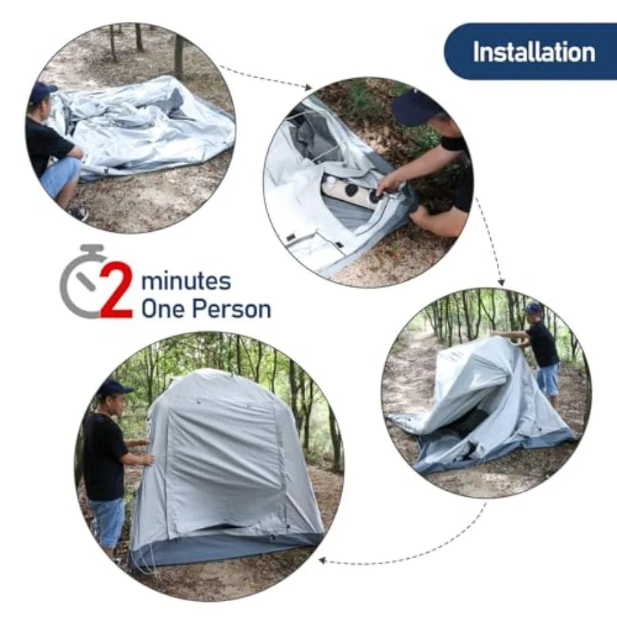 3-4 Person Automatic Inflatable Camping Tent Glamping Outdoor 4 Season Air Blow Up Tent with Rainfly Windproof Quick Setup Dura