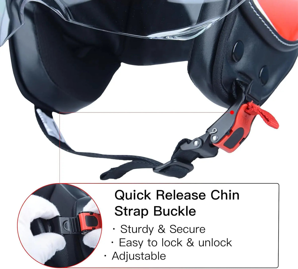 Open Face Motorcycle Helmet for Adults,DOT Approved - Moped Half Vespa Retro Helmet with Anti-Scratch Visor for Men and Women
