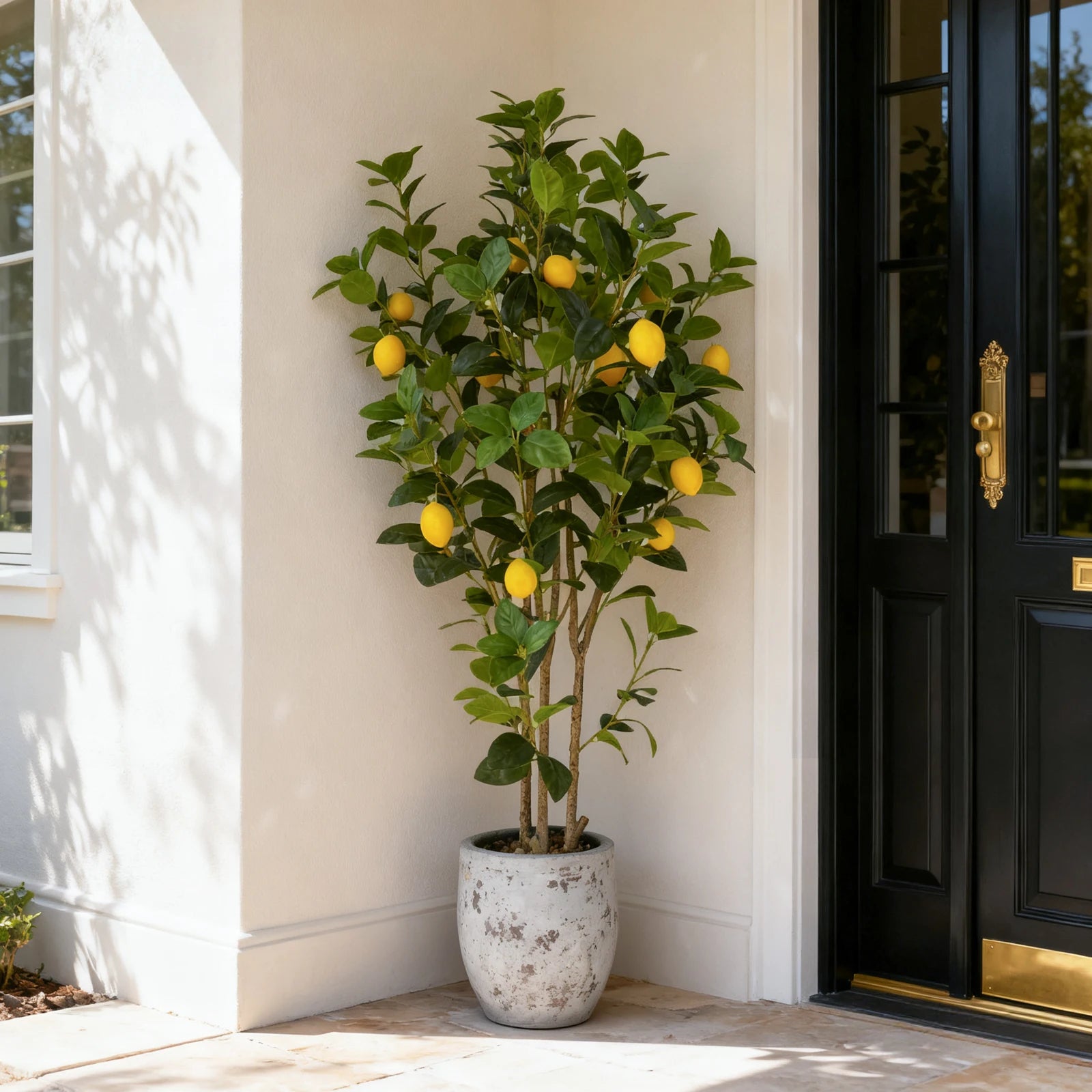 2-Pack 4FT Artificial Lemon Tree That Look Real, Faux Lemons Citrus Plants with Yellow Fake Lemons Fruits, Trees for Home Office