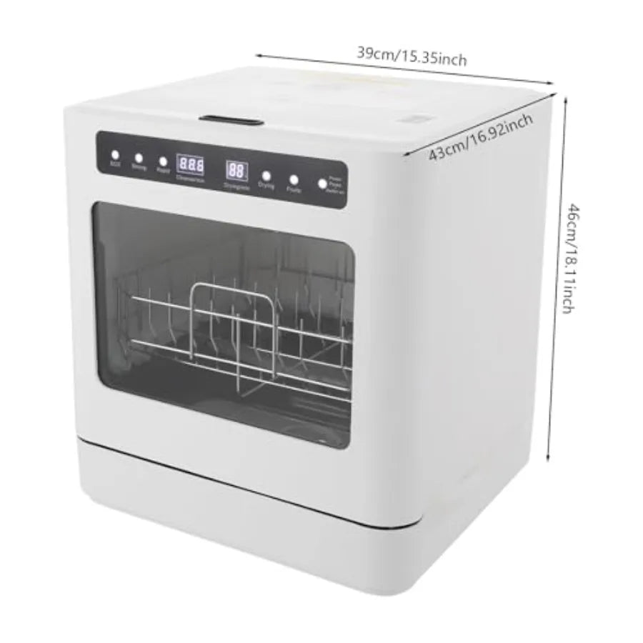 Portable Countertop Dishwasher 6.8L with 4 Washing Modes 800W for Home and Dormitory Use in White Fits 4-6 Place Settings