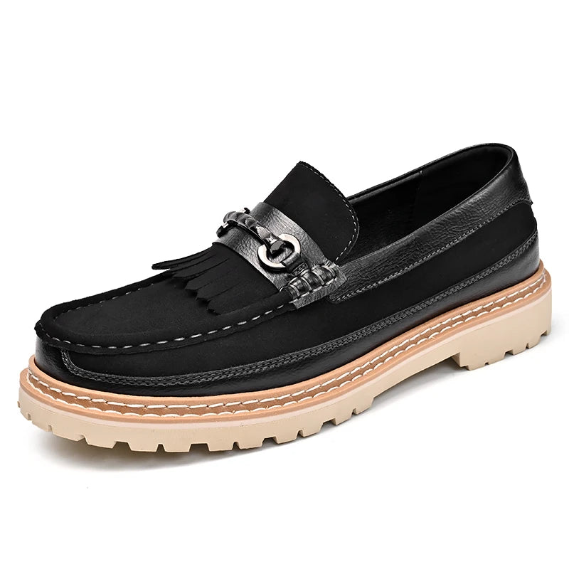 Men's Retro Brown Moccasins: Premium Classic Style, Versatile Formal Business & Banquet Footwear