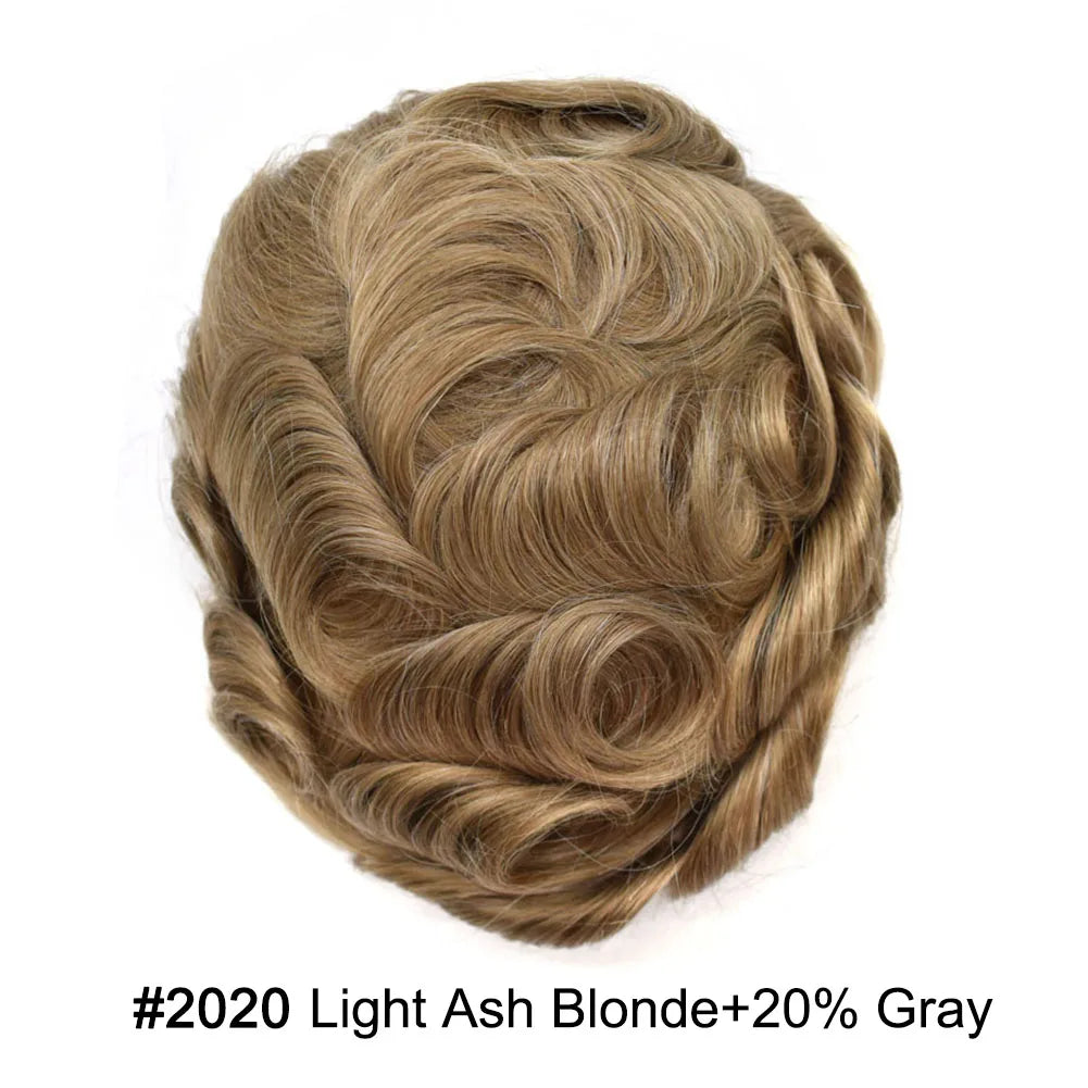 Mens Toupee Full Poly 0.10mm Injection Pu Human Hair System Hairpieces Male Hair Prosthesis Male Wig for Hair Loss Solution