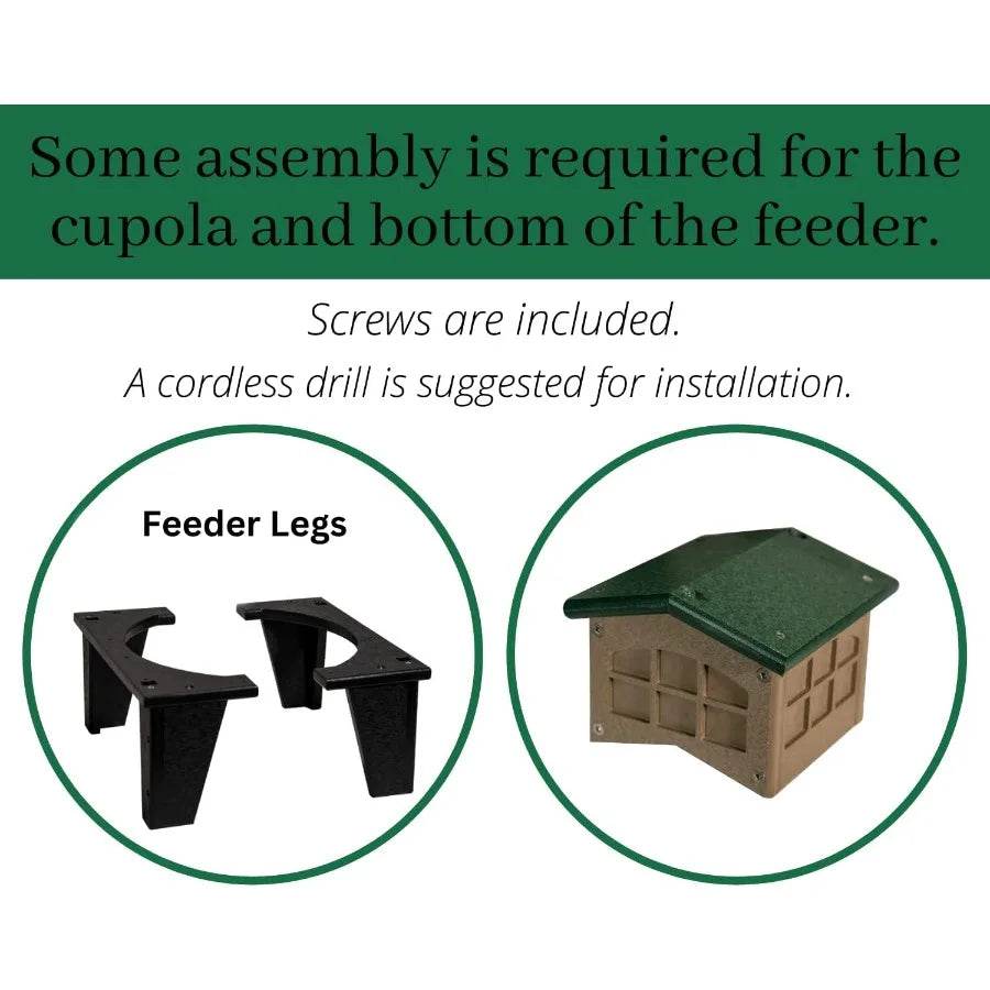 Colossal Ground Fly Thru Bird Feeder - Massive Covered Platform Bird Feeder - Removable Tray Holds 16 Cups - Roof Helps Seed St