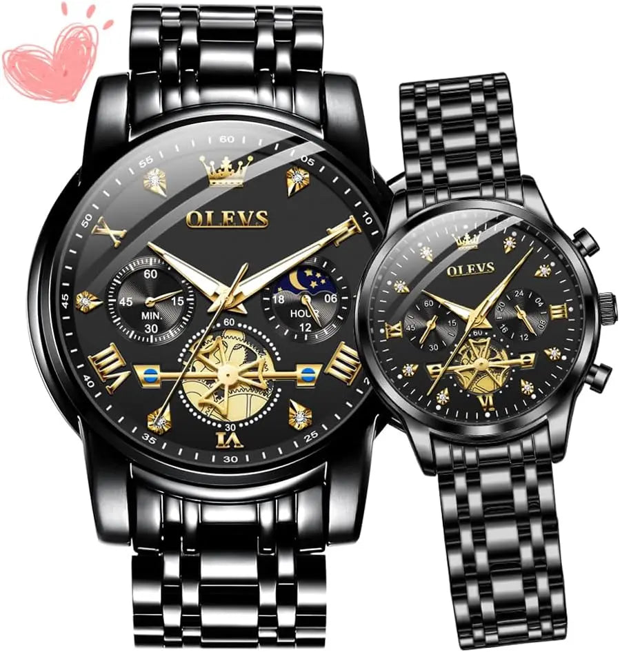 Valentine's Couple Matching Watches Set for Men and Women, Romantic Wedding Gifts, 2-Piece