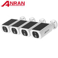 ANRAN 2K Solar Camera 4PCS Home Security Cameras Set 2.4G Wireless WIFI Camera Built-in Battery,Floodlight,Color Night Vision