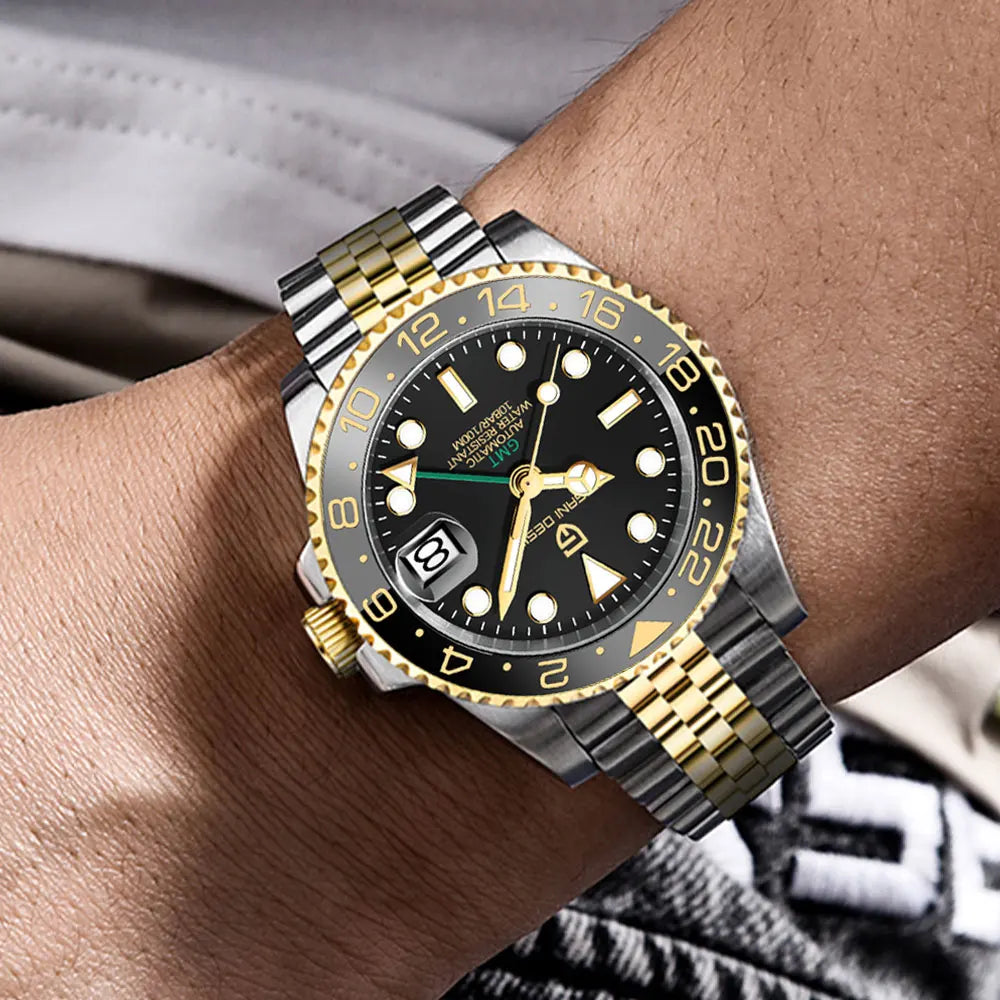 PAGANI DESIGN Gift Men's Watch GMT 40mm Mechanical Watch Top Brand Stainless Steel Waterproof Business Automatic Watches for Men