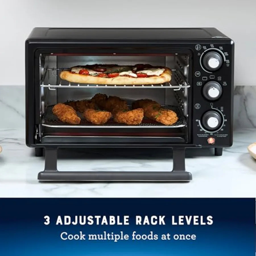 Compact Air Fryer Oven Toaster Oven Countertop Oven Stainless Steel Silver 3-in-1 Multi-functional Cooking with Rapid Air Circu